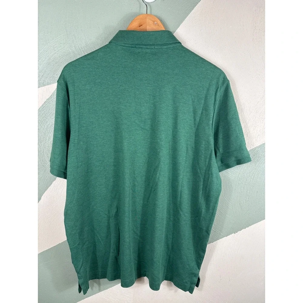 Polo Ralph Lauren Men's Large Classic Green Heather Cotton Collegiate Polo Shirt